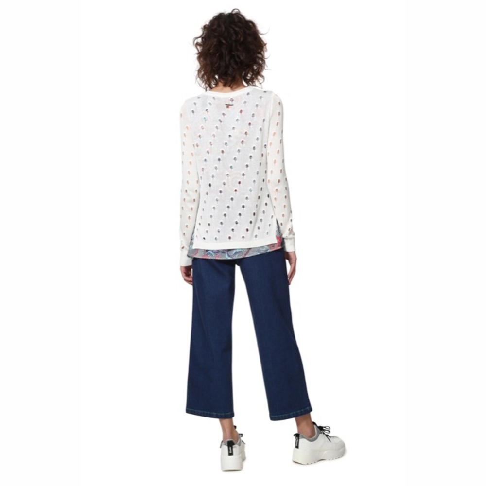 5/$25 Desigual Carol Holey Layered Sweater Bright - Picture 4 of 11